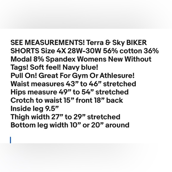 TERRA & SKY Biker Shorts Size 4X 28W-30W Polyester Spandex Navy Blue Womens NWOT - Picture 6 of 6